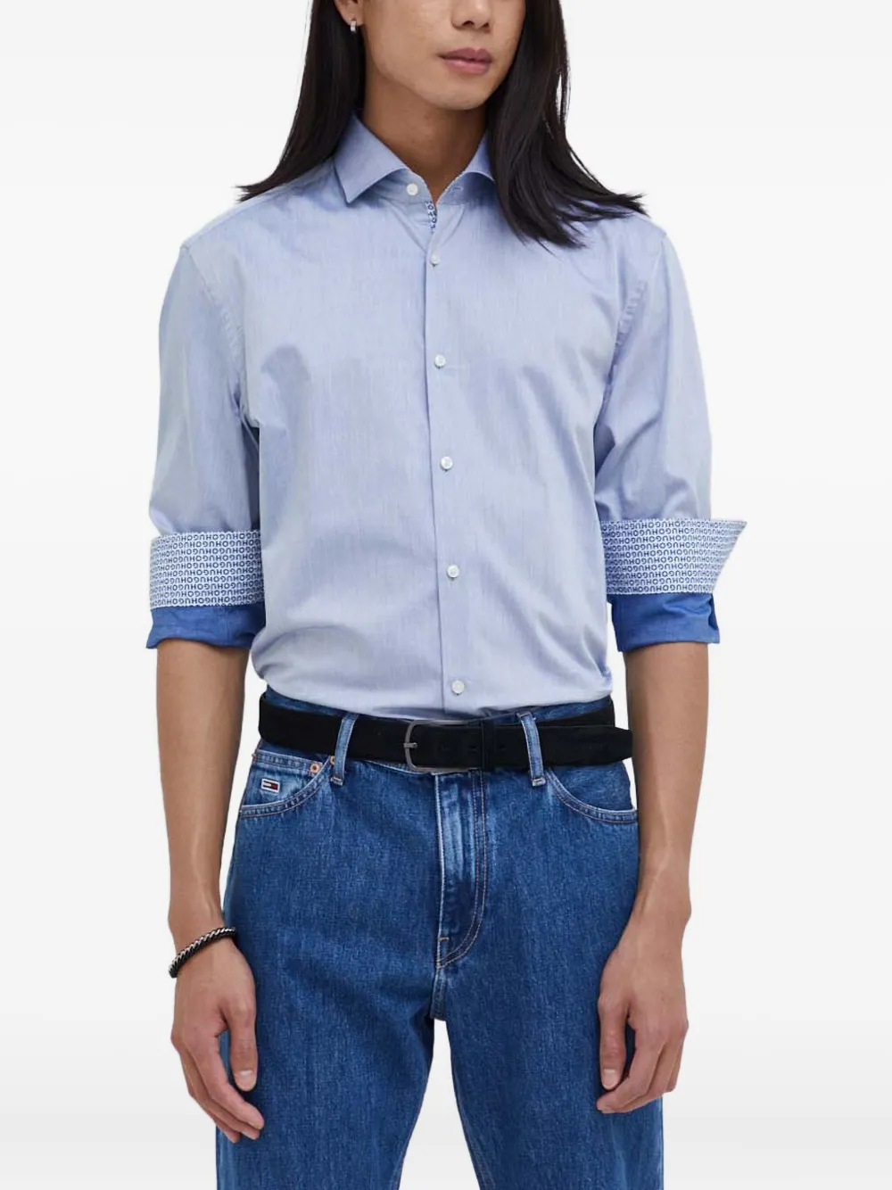 

Рубашка с узорными манжетами Hugo, синий