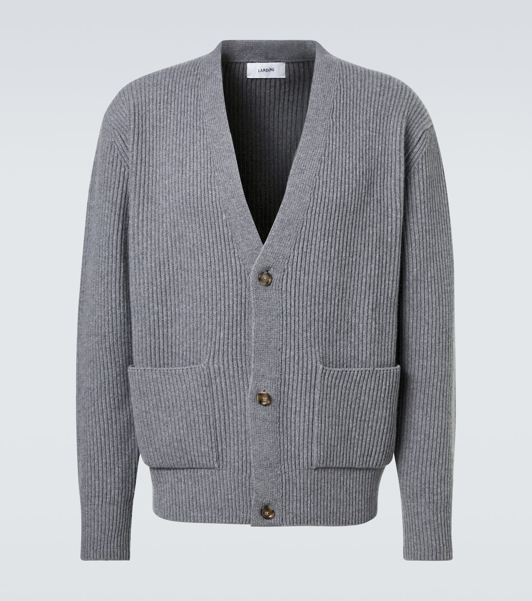 

Кардиган из шерсти и кашемира в рубчик Lardini, серый