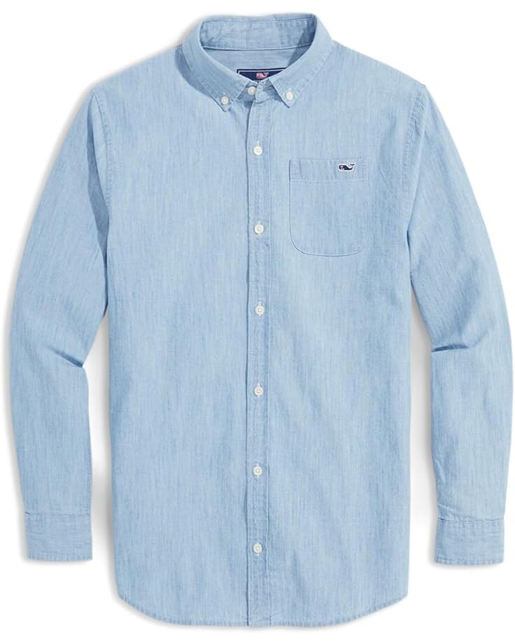 

Рубашка Vineyard Vines Kids Boys Chambray Shirt, цвет Coastline