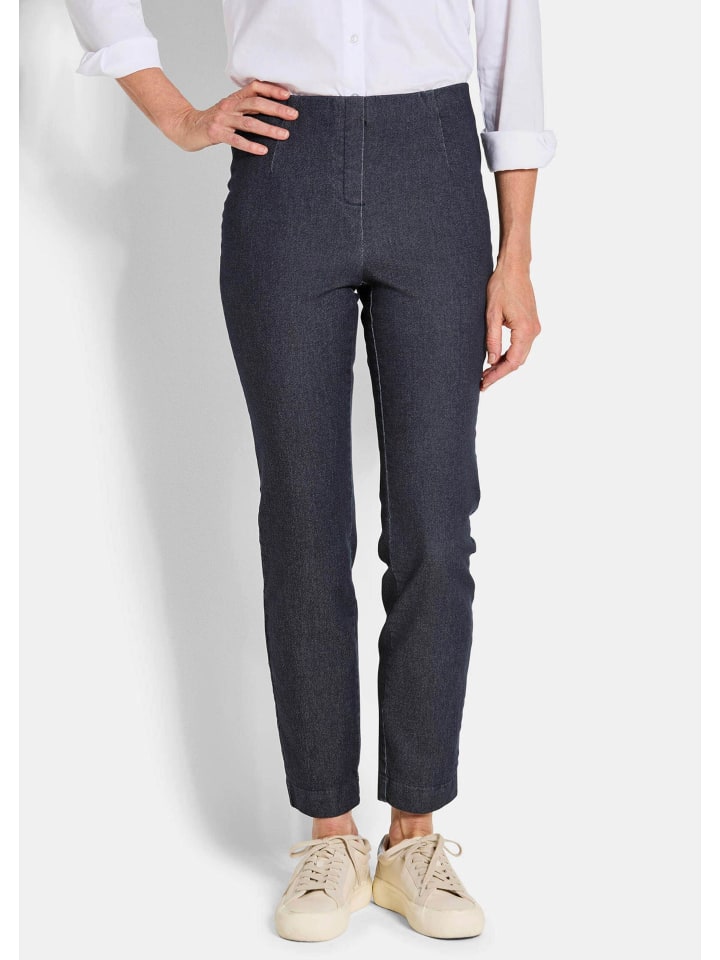 

GOLDNER Узкие трикотажные брюки с эластичным поясом, темно-синего цвета