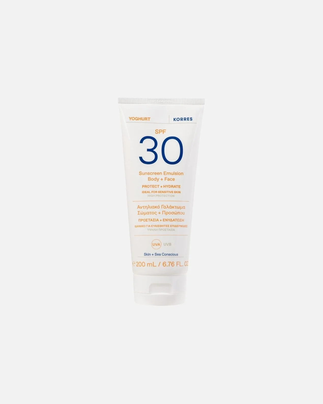 Солнцезащитная эмульсия на основе йогурта для тела и лица, SPF 30 Korres, 200 мл