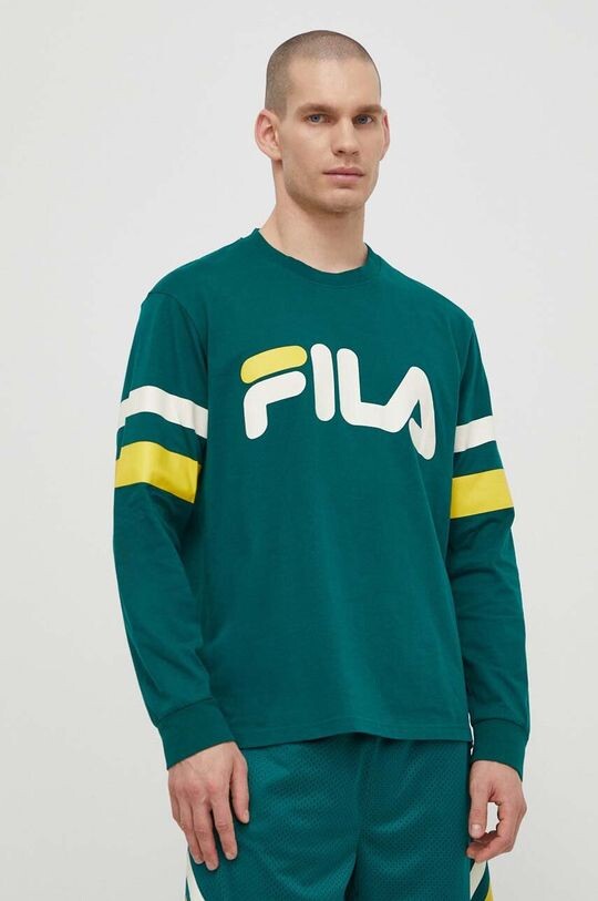 

Хлопковая рубашка Luohe с длинными рукавами Fila, зеленый