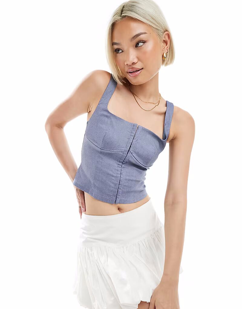 

Топ Stradivarius corset top in petrol blue
