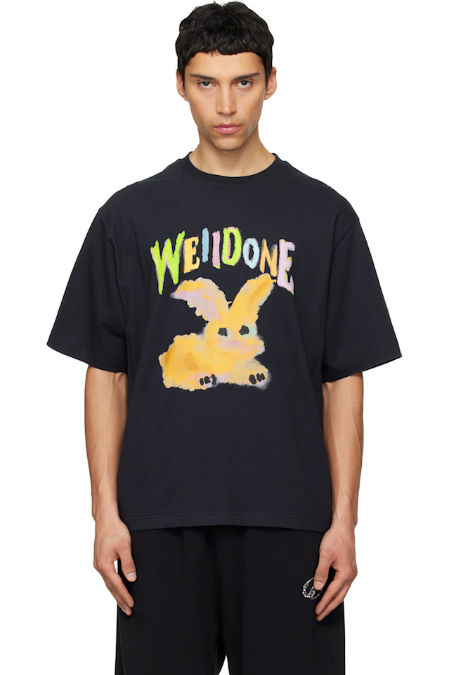 

Футболка с зайчиком We11Done, темно-синий