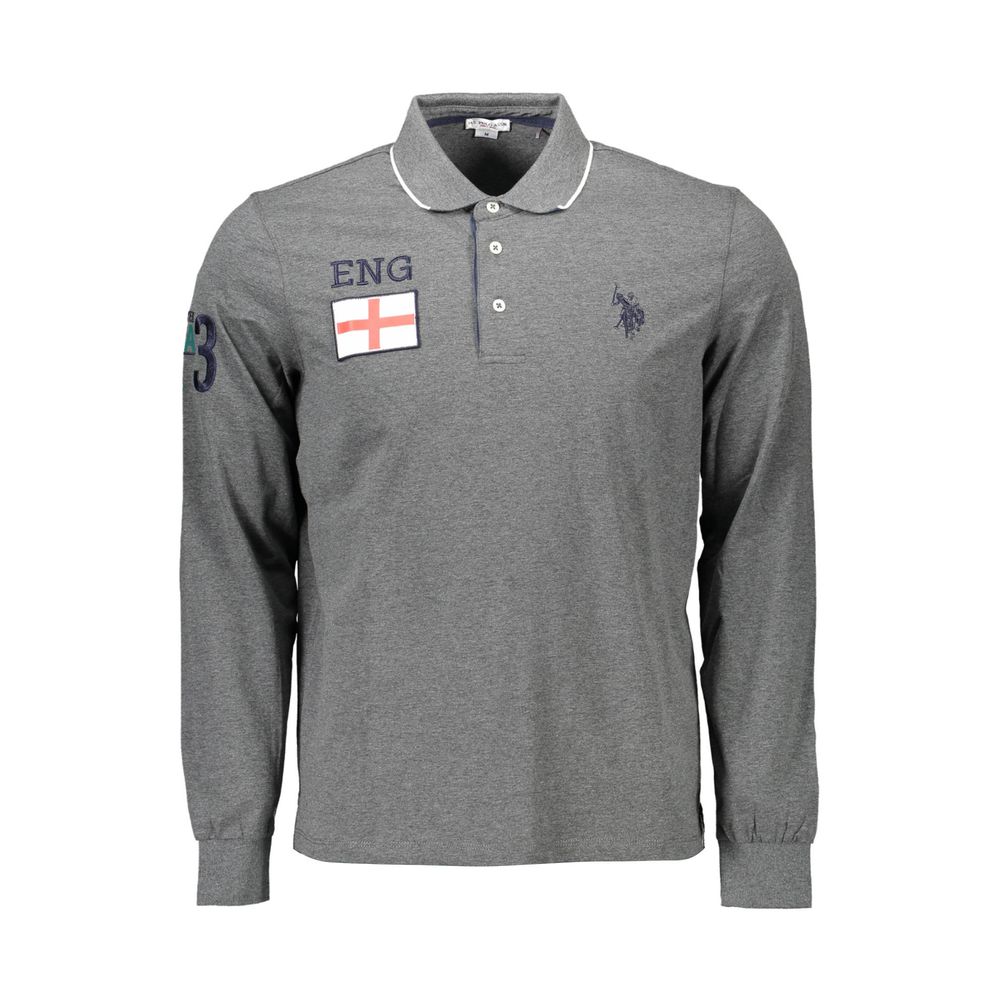 

Серая хлопковая мужская рубашка поло U.S. Polo Assn.