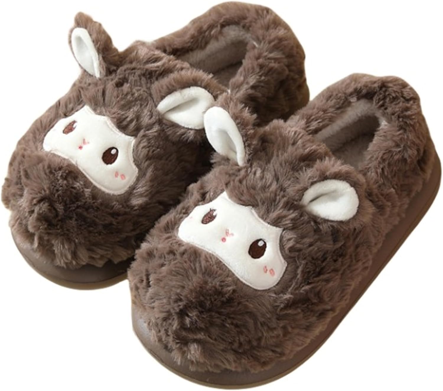 

Женские тапочки Милые животные Барашек тапочки Мягкие уютные плюшевые домашние тапочки Теплые мужские зимние тапочки для дома и улицы Lanfire, коричневый