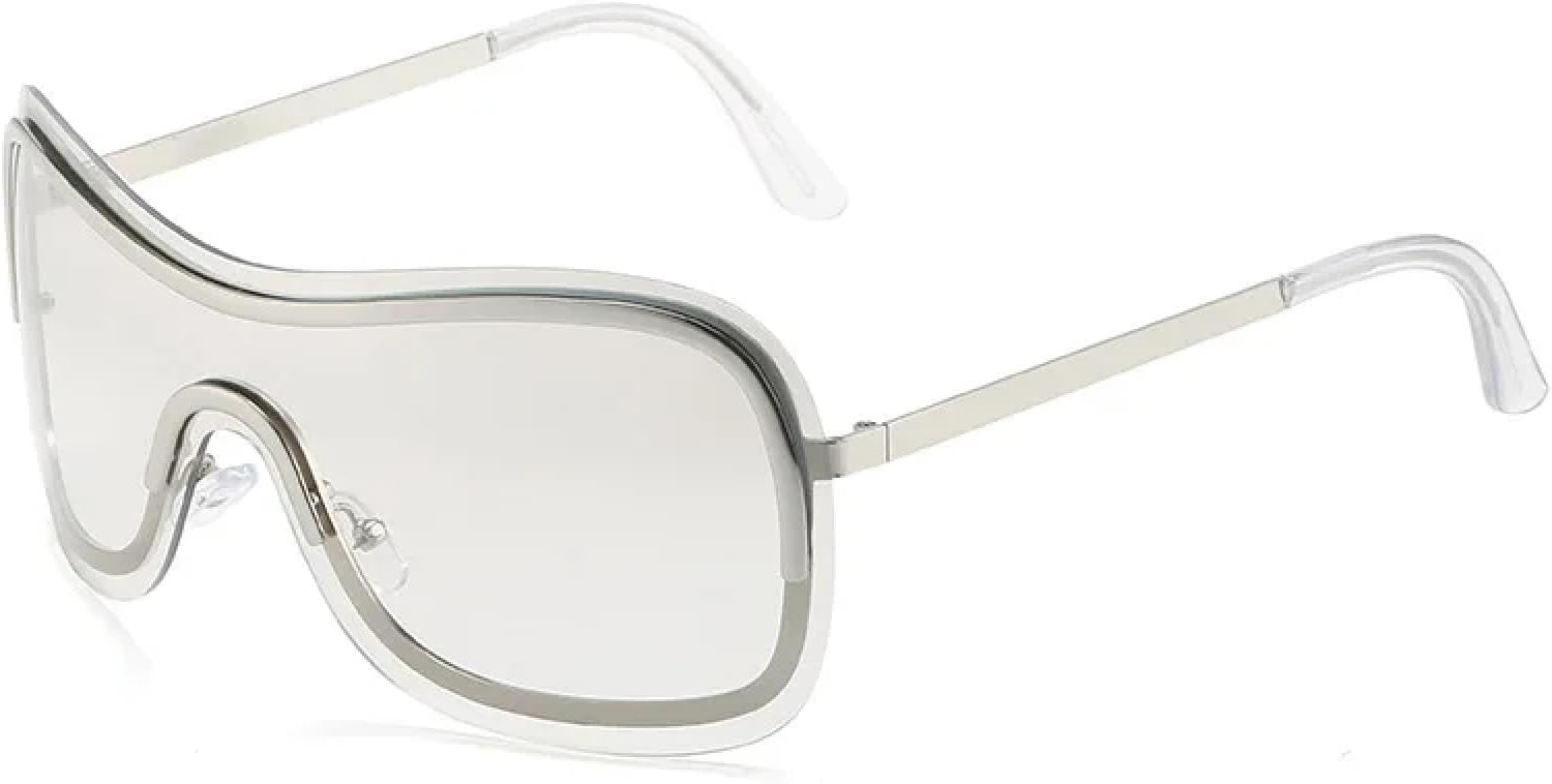 

Большие солнцезащитные очки для женщин, сексуальные цельные солнцезащитные очки для женщин, модные солнцезащитные очки с градиентным переходом для мужчин, без оправы, защита от УФ-излучения UV400 TKKTLLT, Silver