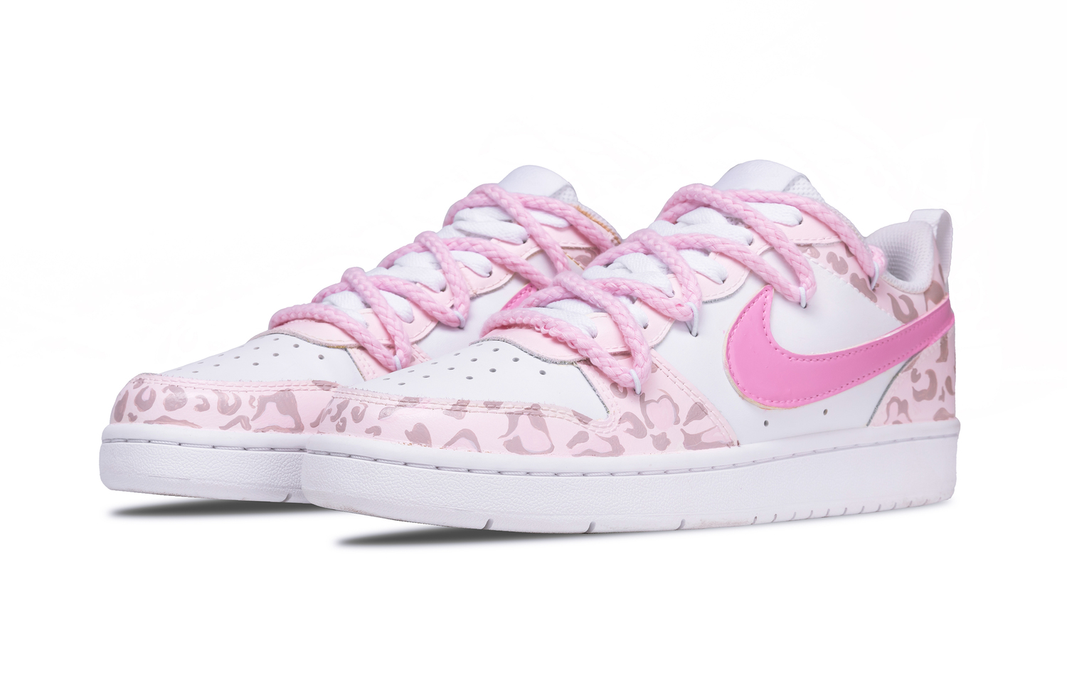Nike Court Borough Pink Leopard Sweetheart Абразивостойкие амортизирующие дышащие низкие детские скейтбординг кроссовки — фото 4