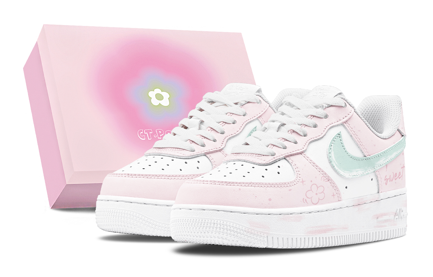 

Кроссовки Air Force 1 LE с низким верхом, устойчивые к истиранию и скольжению, для детей и подростков Nike, розовый/зеленый