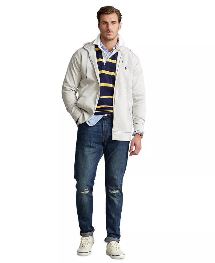 Мужская толстовка с молнией Big & Tall из двойного трикотажа Polo Ralph Lauren, серый — фото 4
