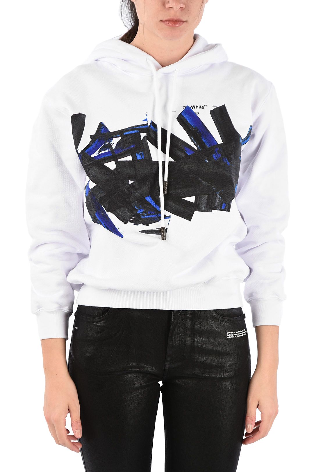 

Хлопковая толстовка с капюшоном и графическим принтом Off-White, белый