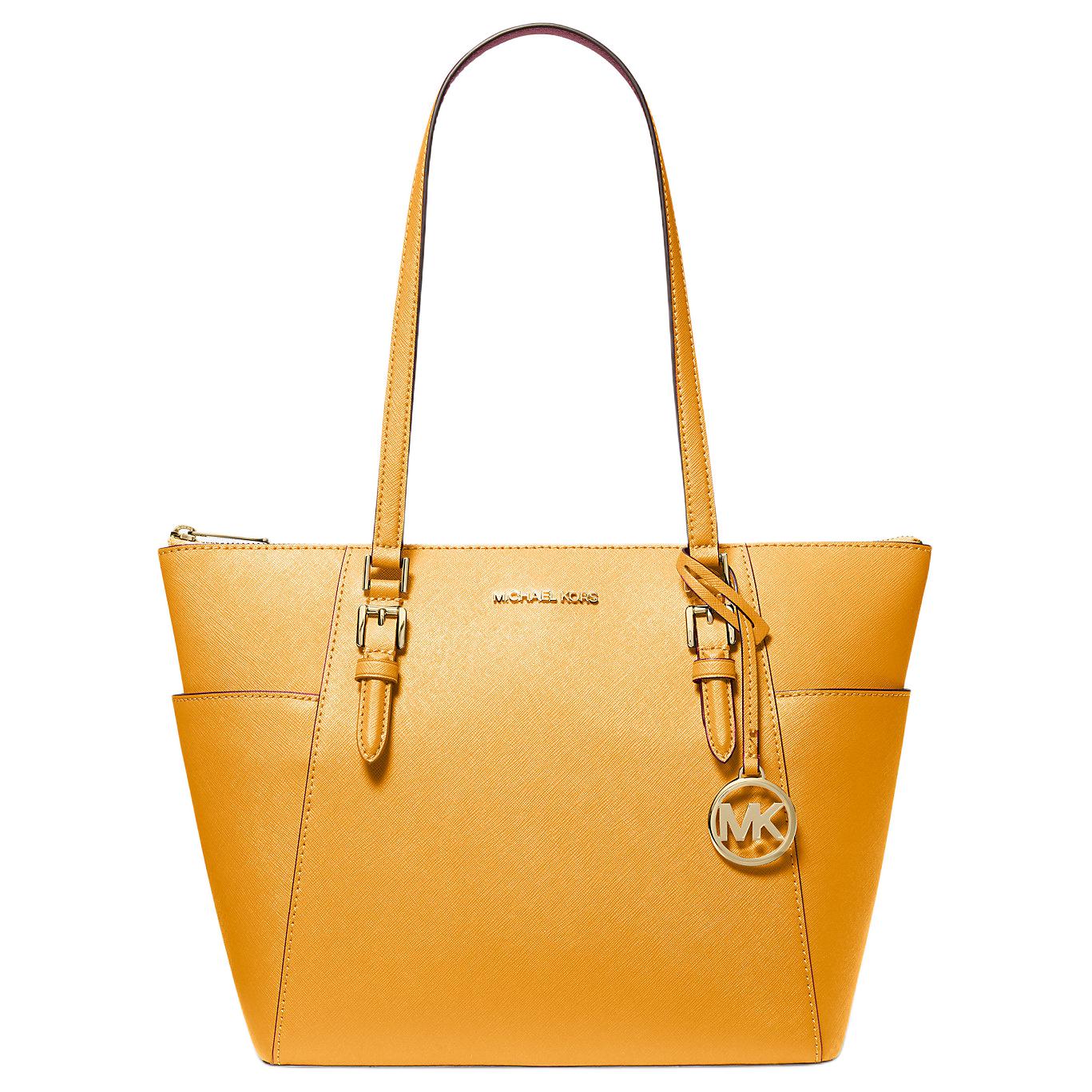 

MICHAEL KORS Шарлотта Сэффиано кожаная сумка тоут Шоппинг сумка Плечевая сумка Женская большая золотая