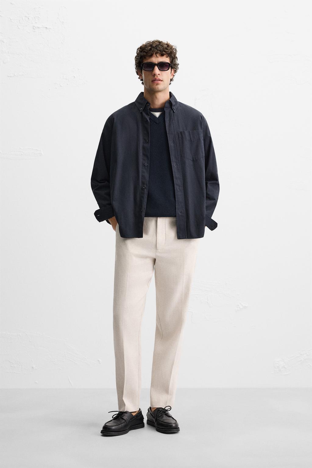 

Льняные брюки ZARA, песочный