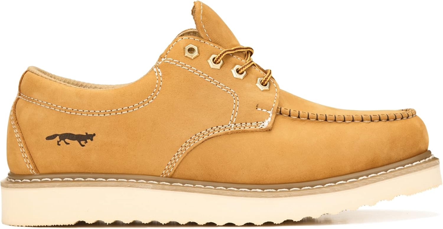 Мужские кожаные оксфорды Golden Fox Work Shoe 4 с мягким носком для строительства и повседневной носки, Tan-nb — фото 2