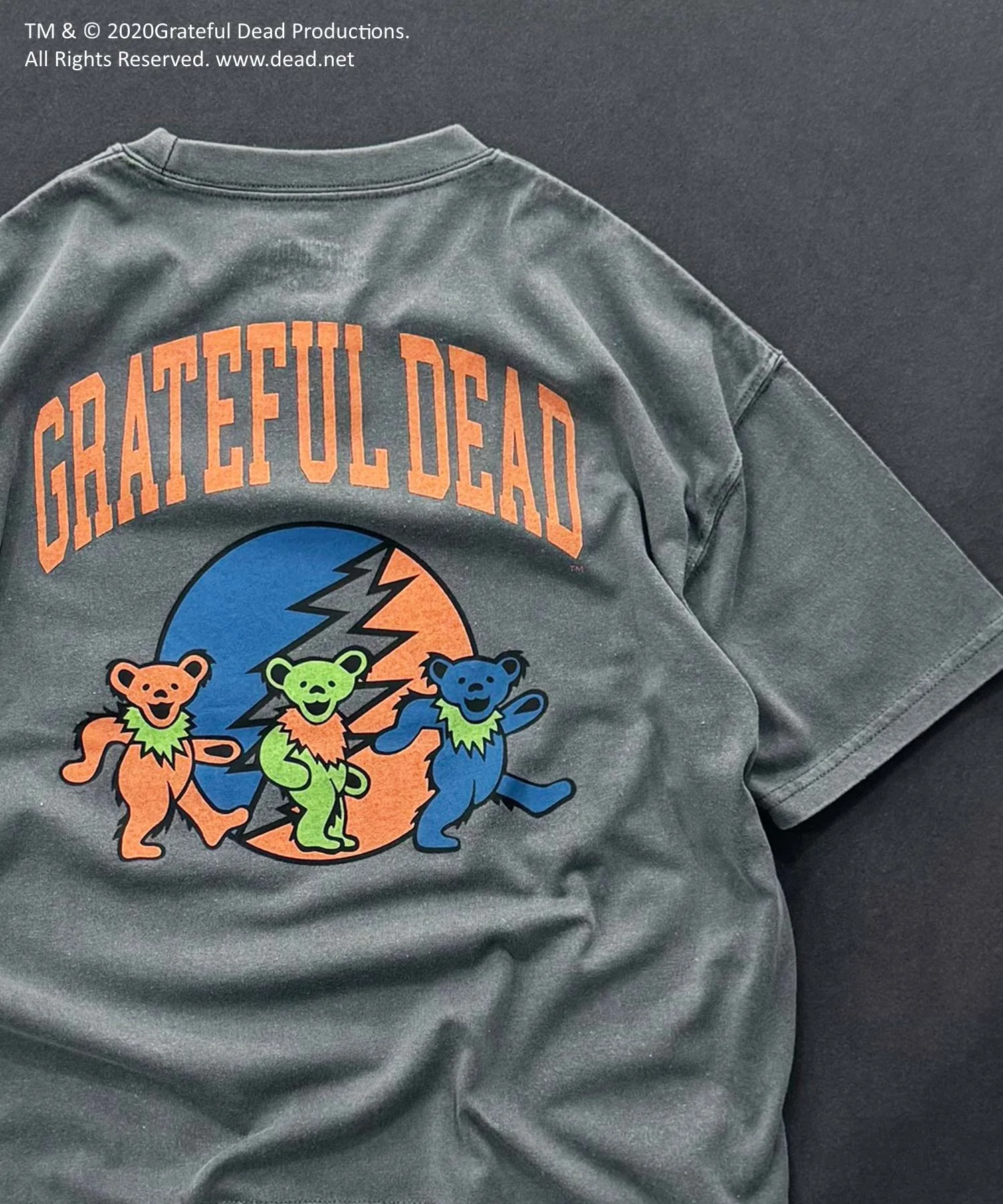 Детская футболка Grateful Dead оверсайз, угольного цвета