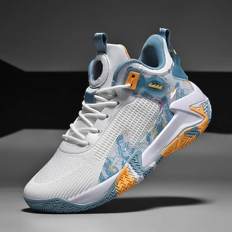 Детские баскетбольные кроссовки мужские KUDING, Black Cyan Gray, All-Season — фото 4