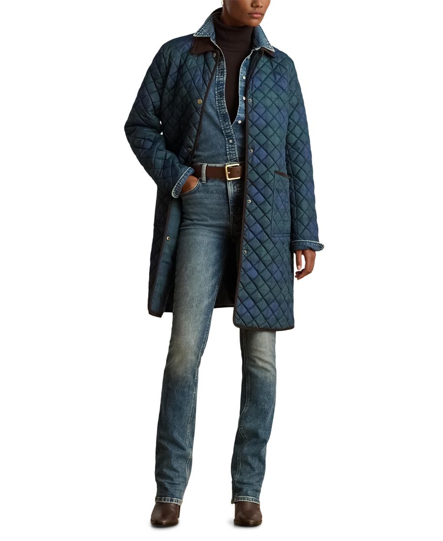 

Женское стеганое пальто с принтом Lauren Ralph Lauren, Black Watch