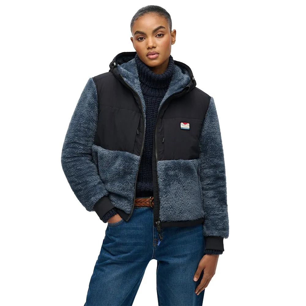 

Толстовка Superdry Super Soft Hybrid на молнии по всей длине, синий