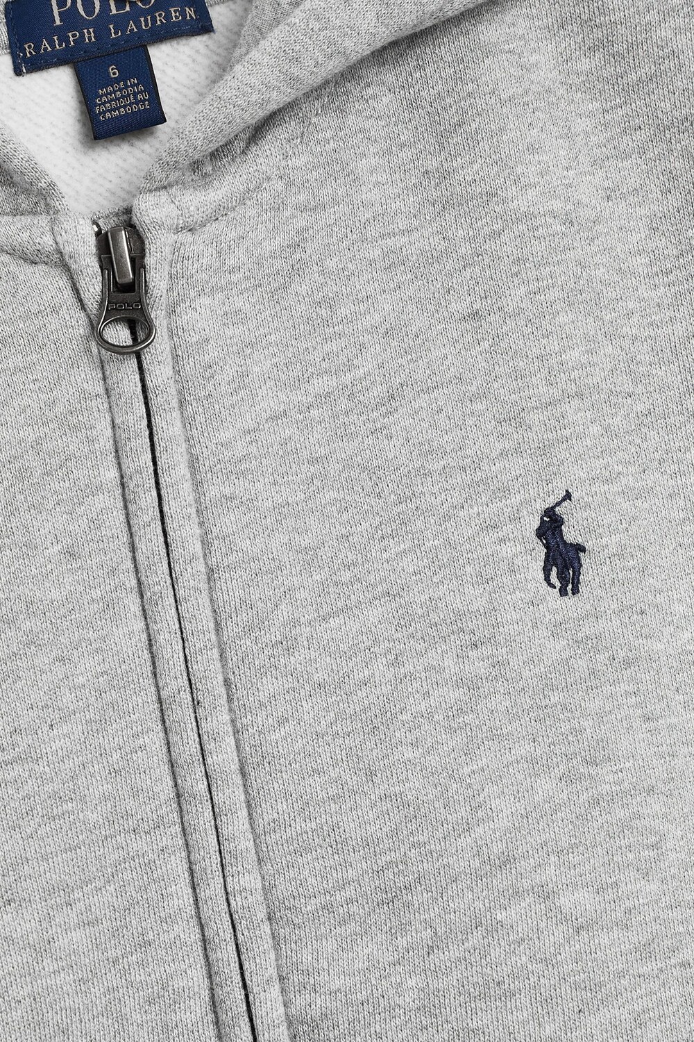 Толстовка хлопкового трикотажа для мальчиков с логотипом и молнией Polo Ralph Lauren, серый — фото 4