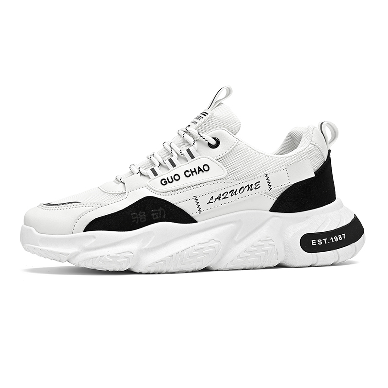 

Locke Прочные дышащие легкие мужские кеды низкие бело-черные, цвет White Black