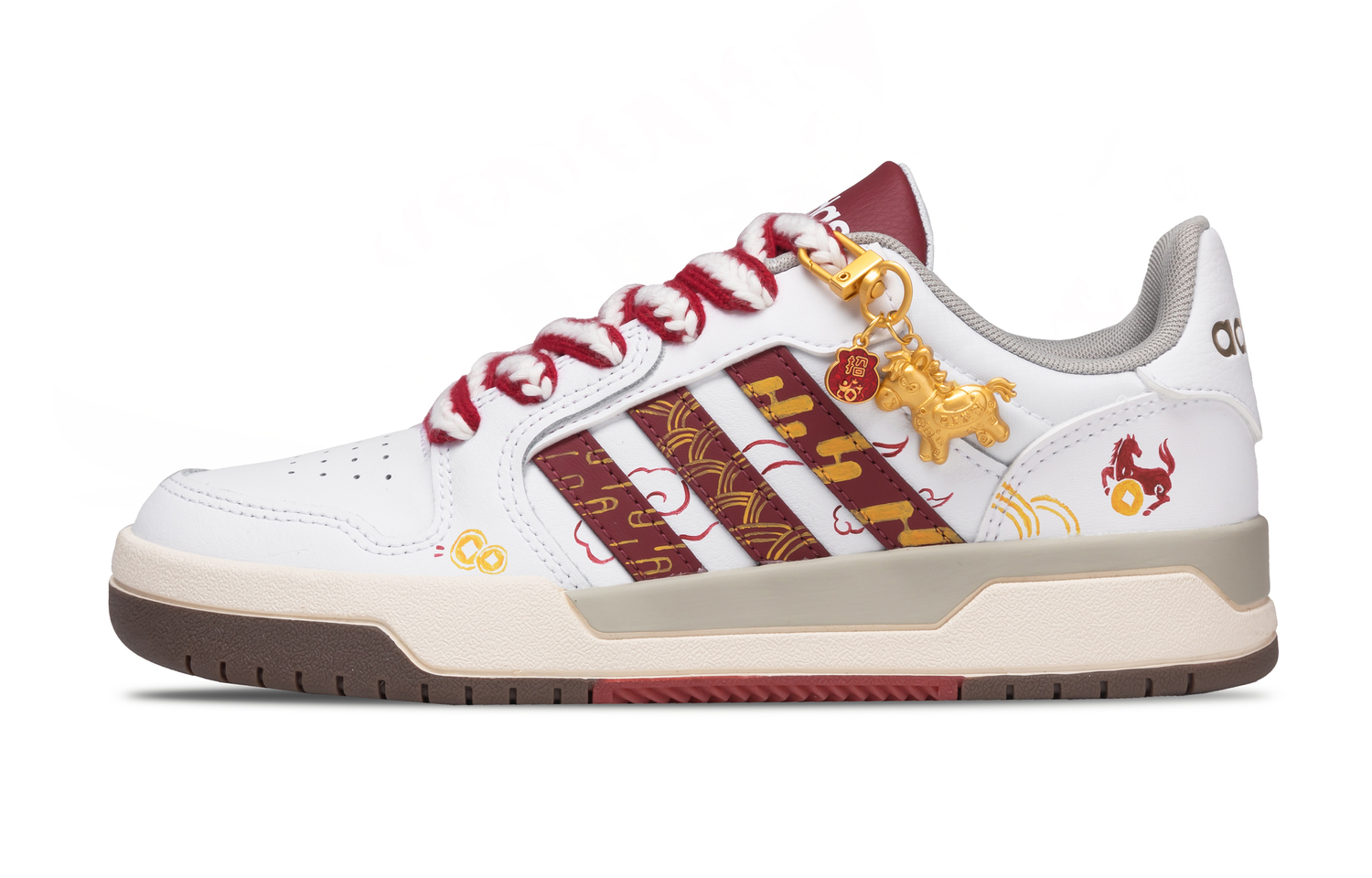 

Adidas Neo Кроссовки для скейтбординга Entrap Golden Horse Blessing из синтетической кожи, износостойкие, низкие, унисекс, белый с красными элементами