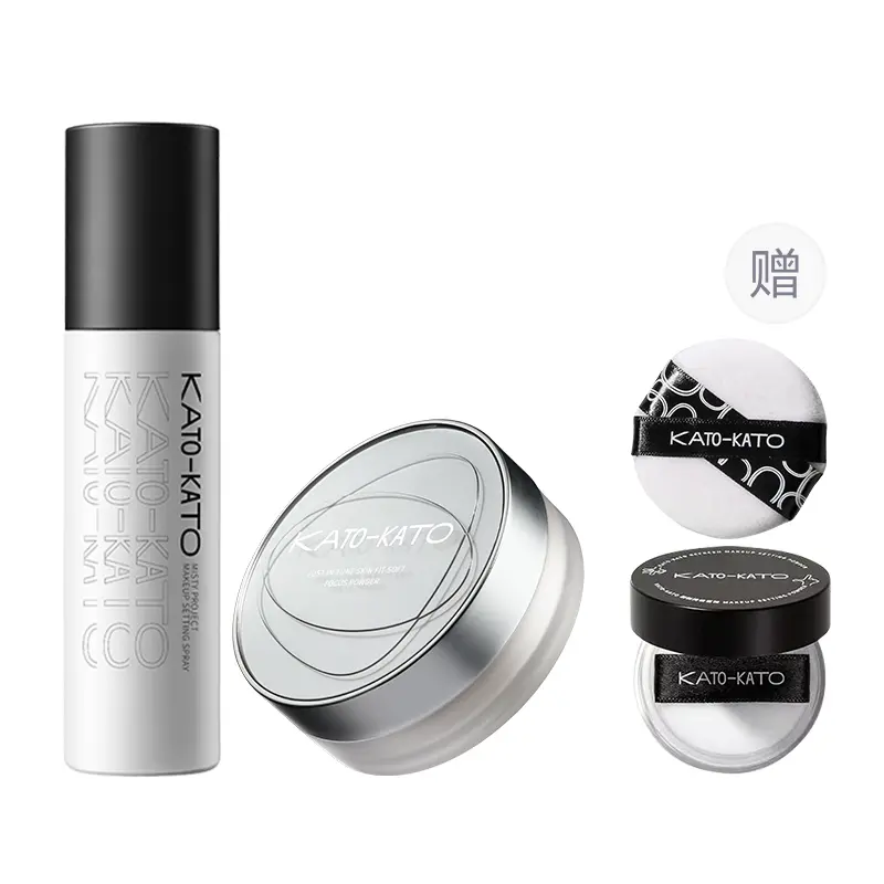 

KATO рассыпчатая пудра, спрей-фиксатор макияжа набор для макияжа контроль жирного блеска без переноса коррекция тона кожи 100мл+6,5г/100мл+8г KATO-KATO