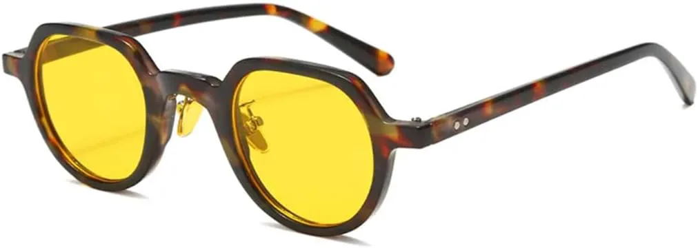 

Модные круглые солнцезащитные очки для женщин с линзами Ocean Lens и леопардовым принтом, мужские очки в тренде с заклепками в стиле панк TVTBBVV, Leopard Yellow