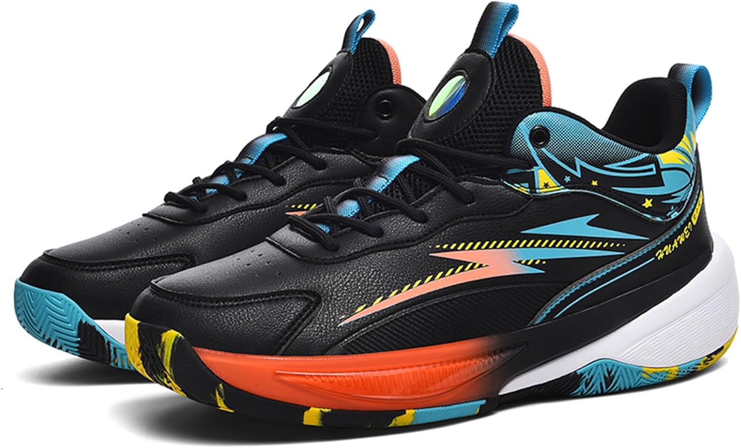 

Мужские спортивные туфли с круглым носком из дышащей кожи, на шнуровке, модные, с толстой подошвой, противоскользящие и амортизирующие, повседневные баскетбольные кроссовки, подходят для учебы, бега и игры в баскетбол Qaoterod, оранжевый