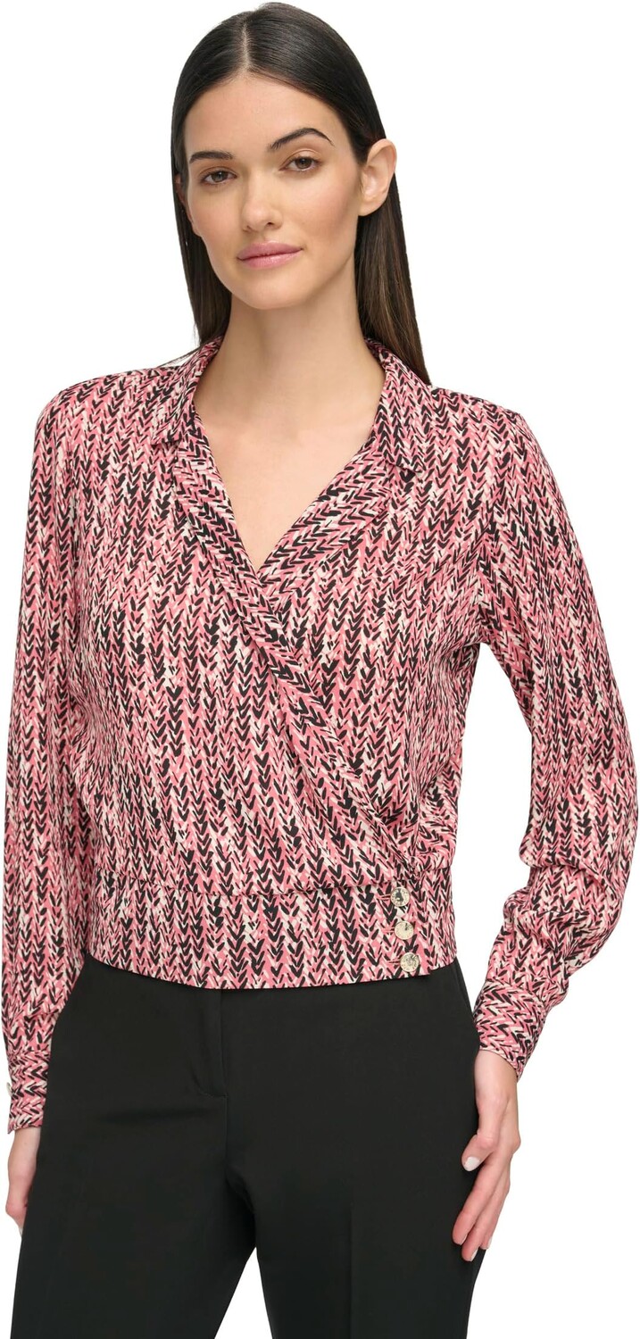 

Блуза Tommy Hilfiger Long Sleeve Wrap Blouse, цвет Rosebud Multi