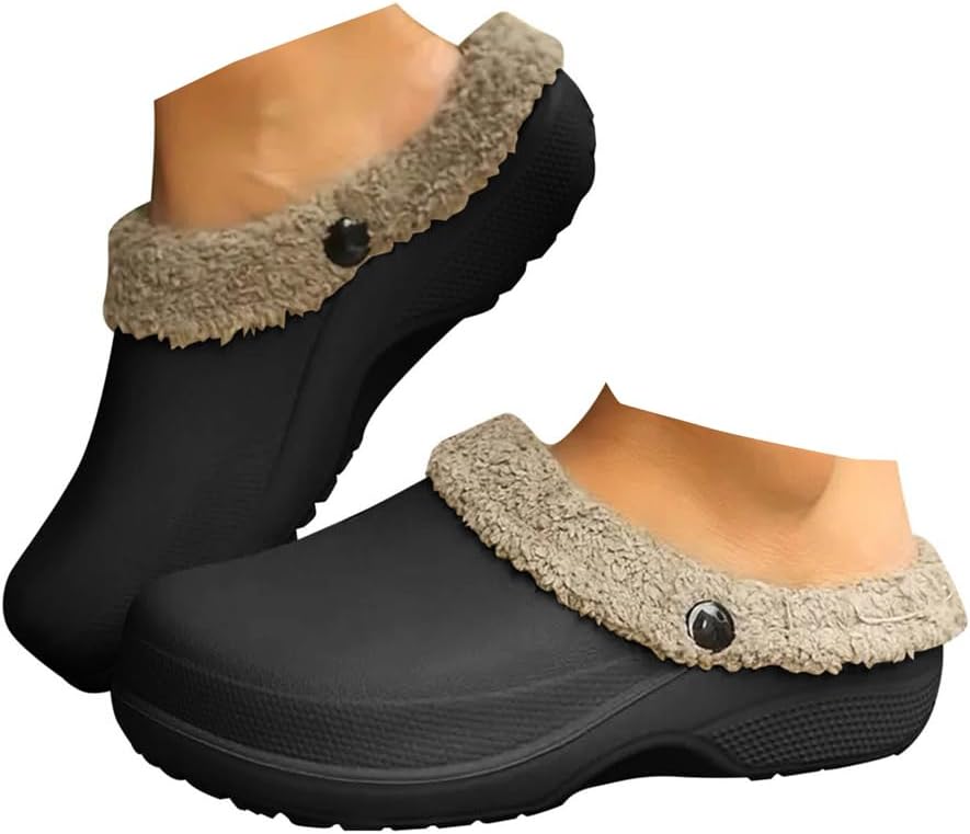 

Женские тапочки с поддержкой свода стопы, широкие кожаные мюли-клоги с искусственным мехом и хлопковой подкладкой, теплые мягкие плюшевые тапочки с эффектом памяти, домашние тапочки на липучке, зимние, для дома и улицы, туфли-лоферы Jyswoshoe, ч...