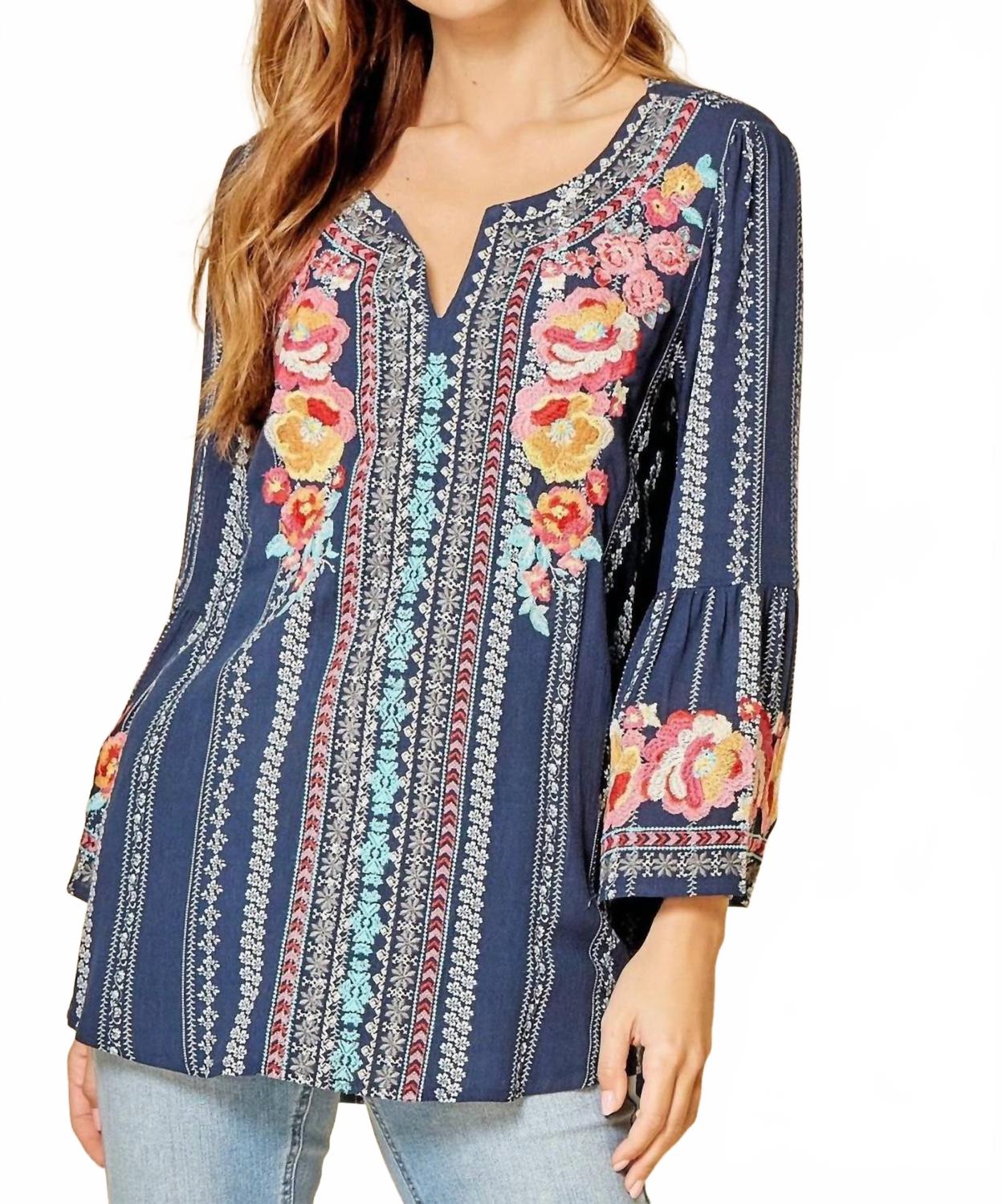 

ANDREE BY UNIT Вышитая блузка South Beach темно-синего цвета