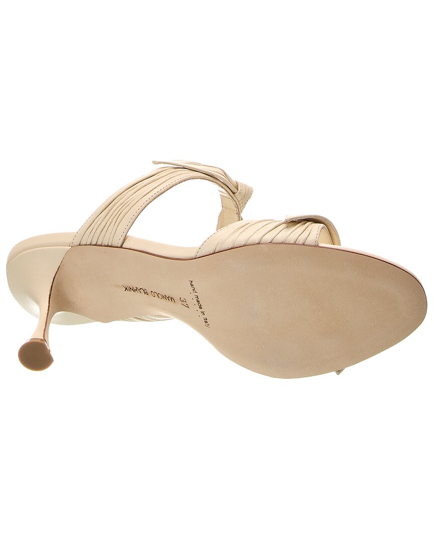 Manolo Blahnik Lollo 90 Leather Sandal, белый — фото 4