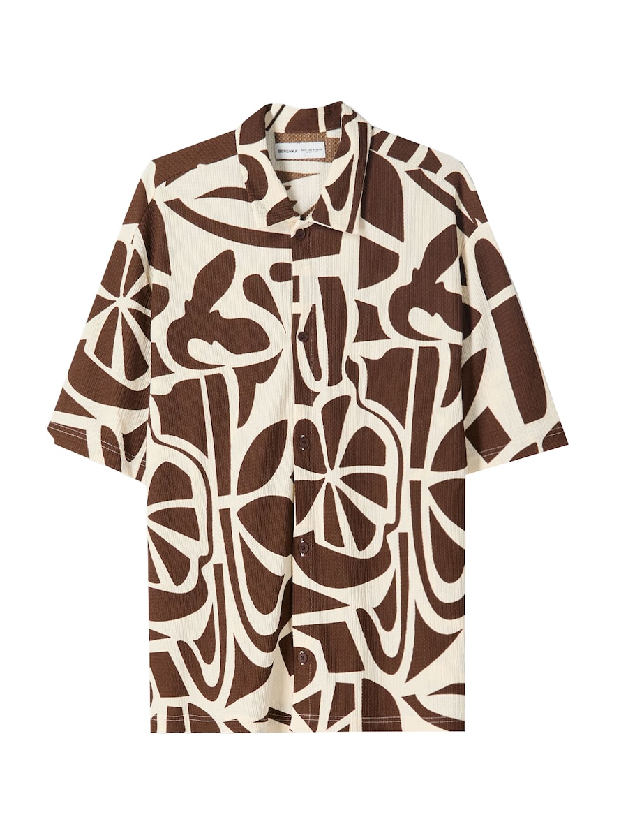 

Рубашка на пуговицах классического кроя Bershka, экрю