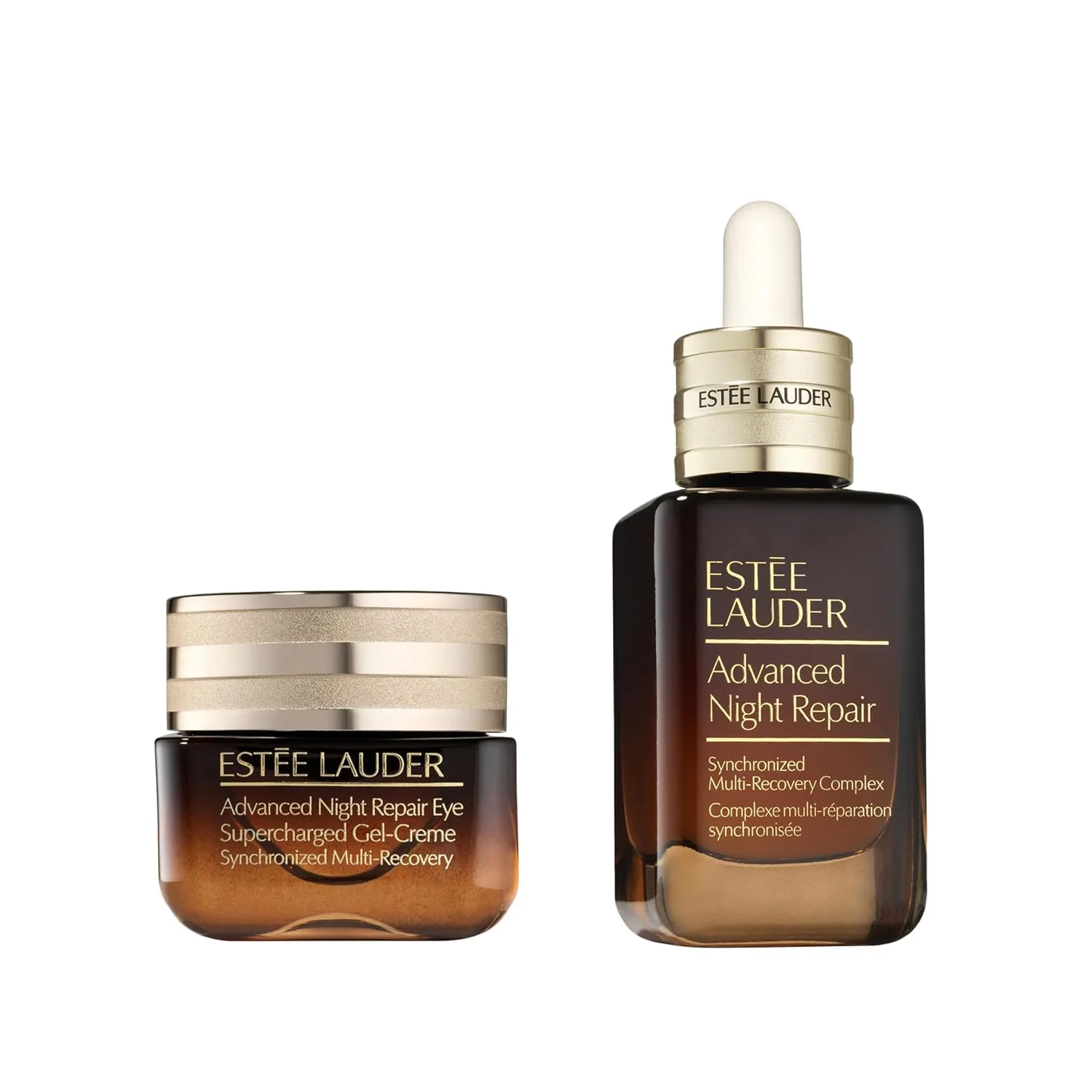 Набор Estée Lauder Advanced Night Repair Powerful Nighttime Renewal Set | Сыворотка + Гель-крем для глаз с гиалуроновой кислотой и пептидами | Увлажняющий и омолаживающий 50 мл и 14,8 мл, Blue