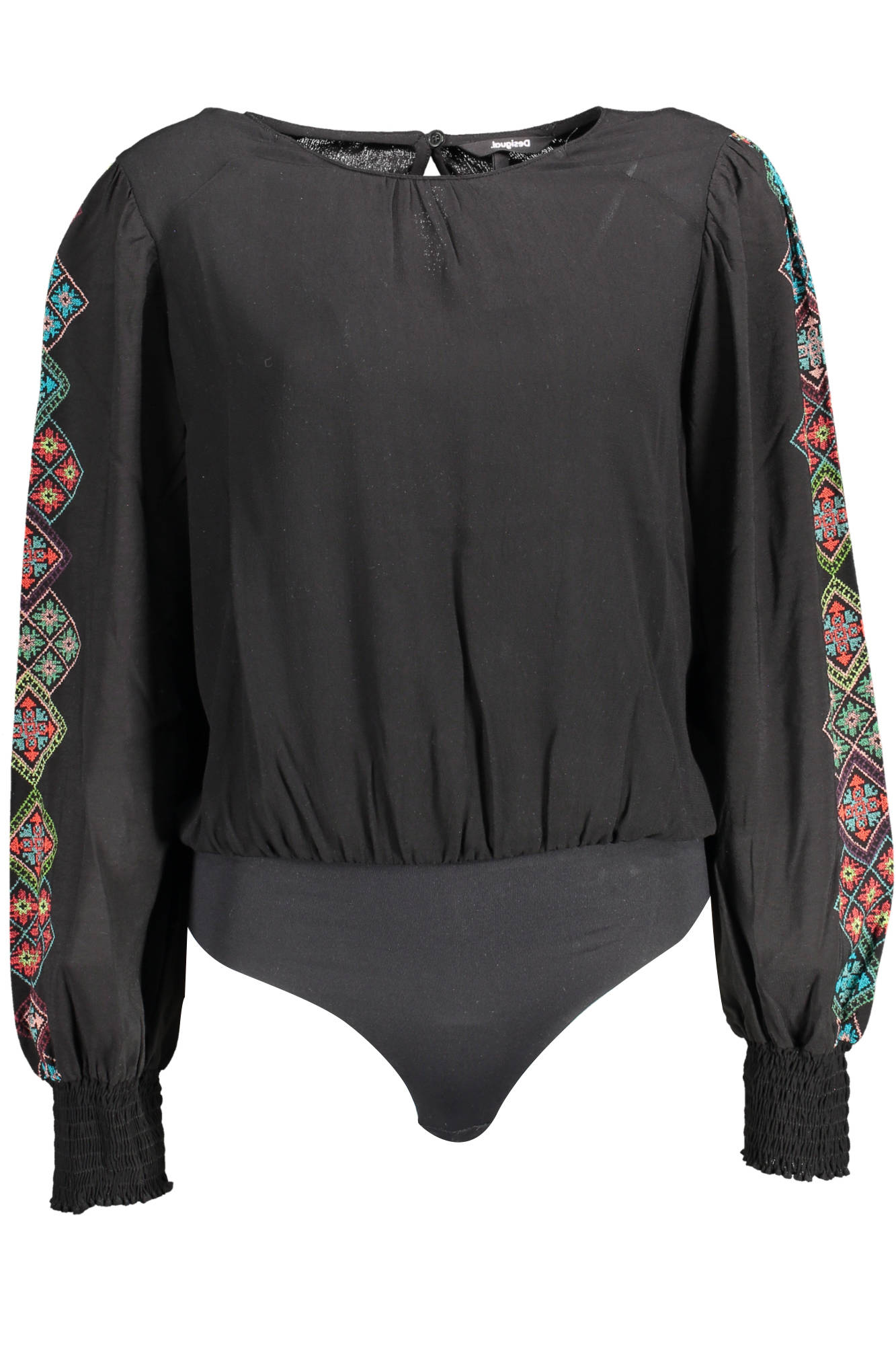 

Боди женское Desigual с длинными рукавами и узором, черный