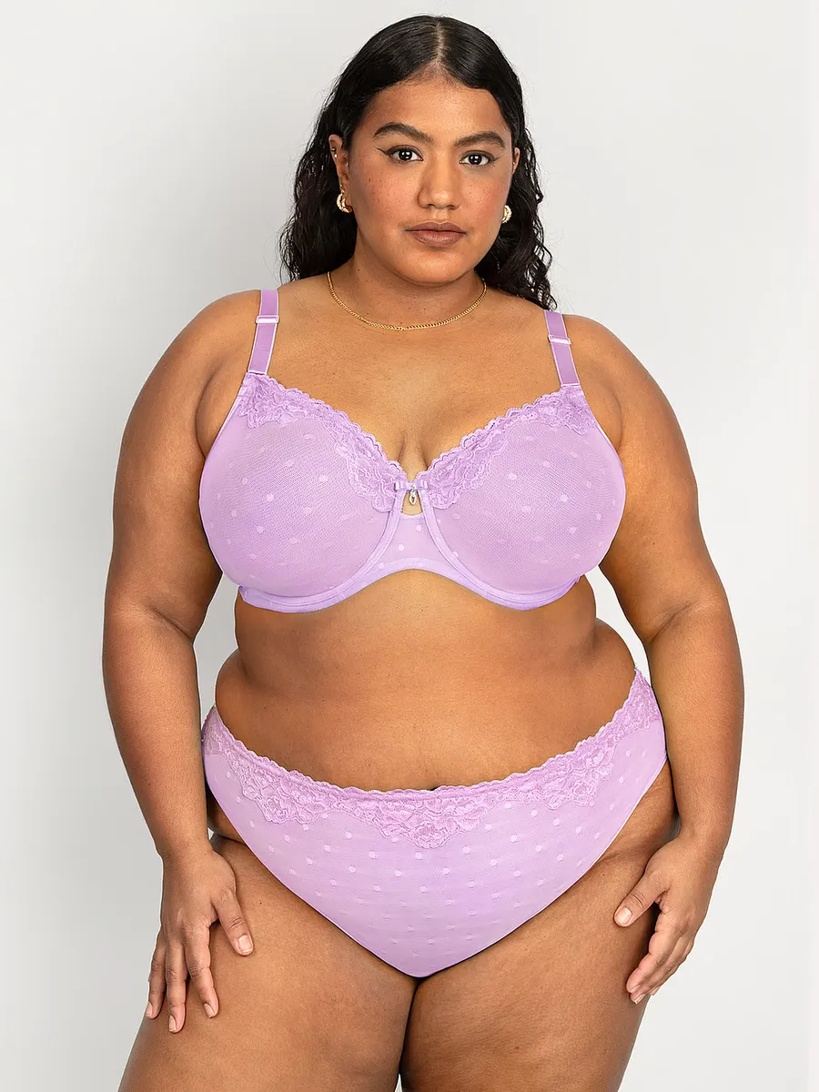 

Прозрачные трусики Whisper с высоким вырезом Curvy Couture, цвет Stellar Orchid