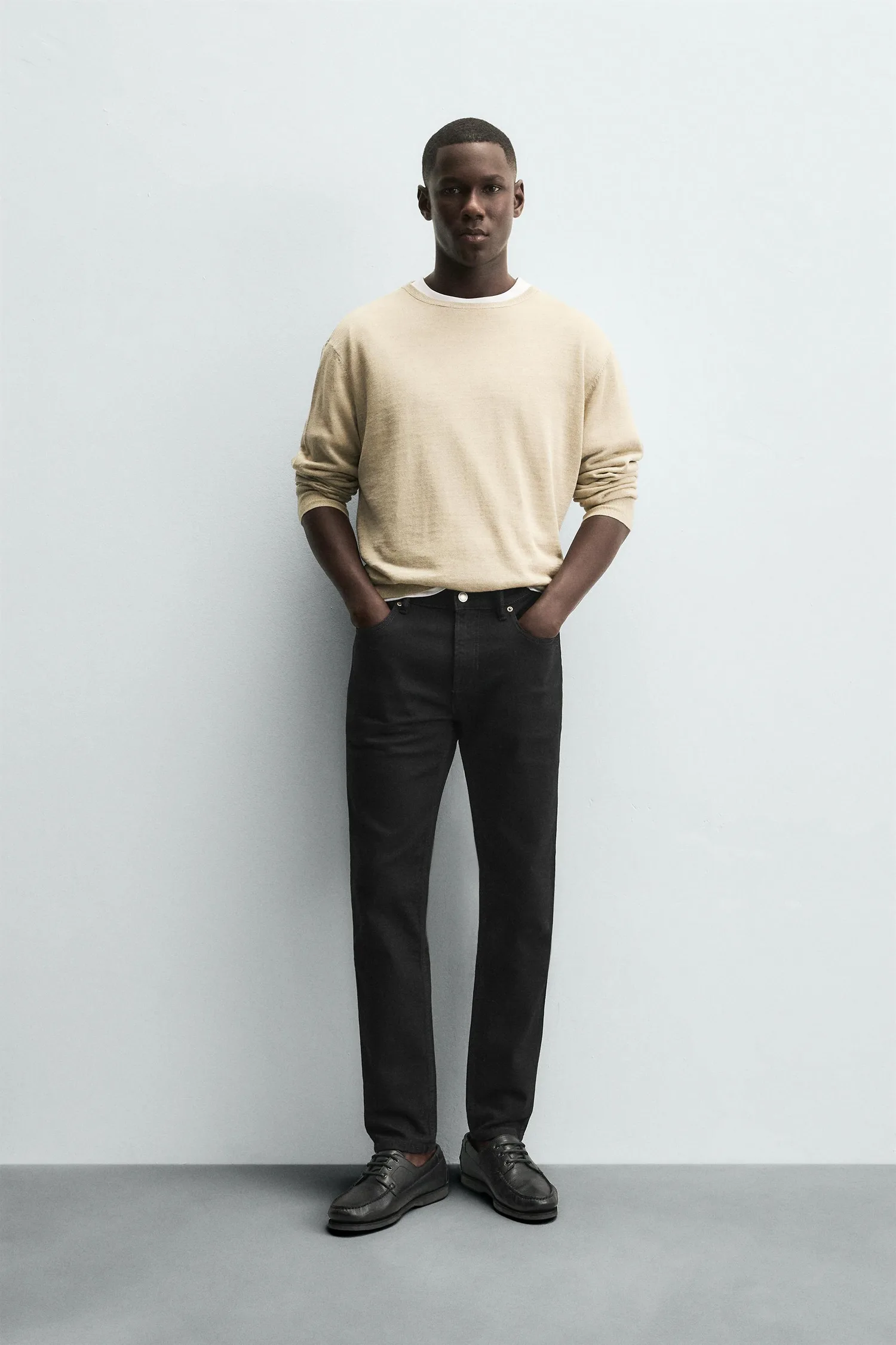 Базовые джинсы зауженного кроя Zara, черный