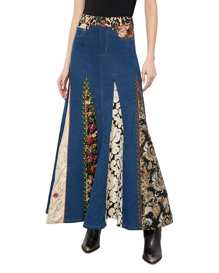 

Юбка макси Nala из смешанных материалов Alice and Olivia, синий
