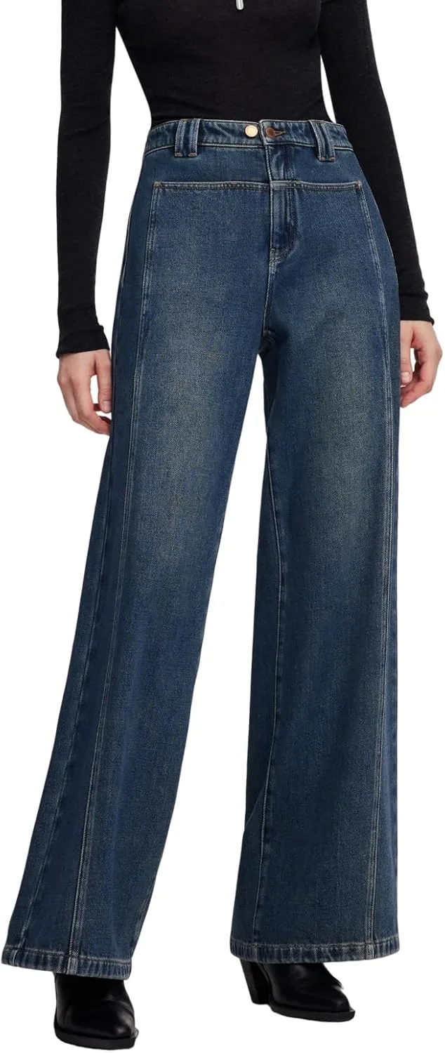 

GOELIA Утепленные джинсы Women High Waist Wide Leg