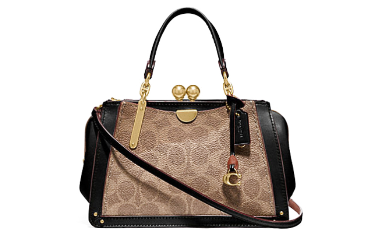 

COACH Сумка-кошелек Kisslock из кожи Kiss-Lock, через плечо, маленькая, женская, коричневого цвета