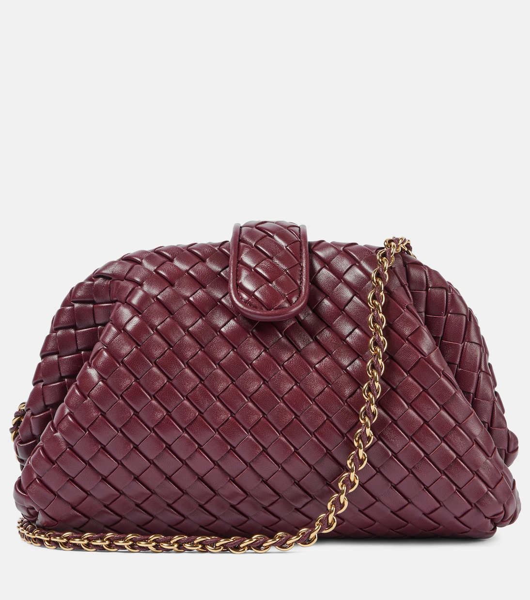 

Лаурен 1980 маленький клатч Intrecciato из кожи Bottega Veneta, Barolo-M Brass