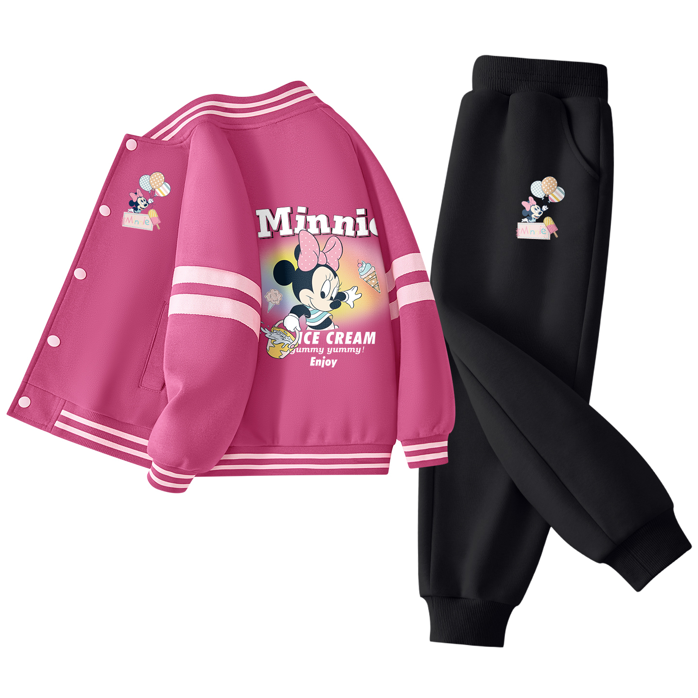 

Детская повседневная спортивная одежда Disney, [Thickened And Fleece-Lined]Di Balloons K_Di Dazzling Color Rose Red+Di Balloons K Black