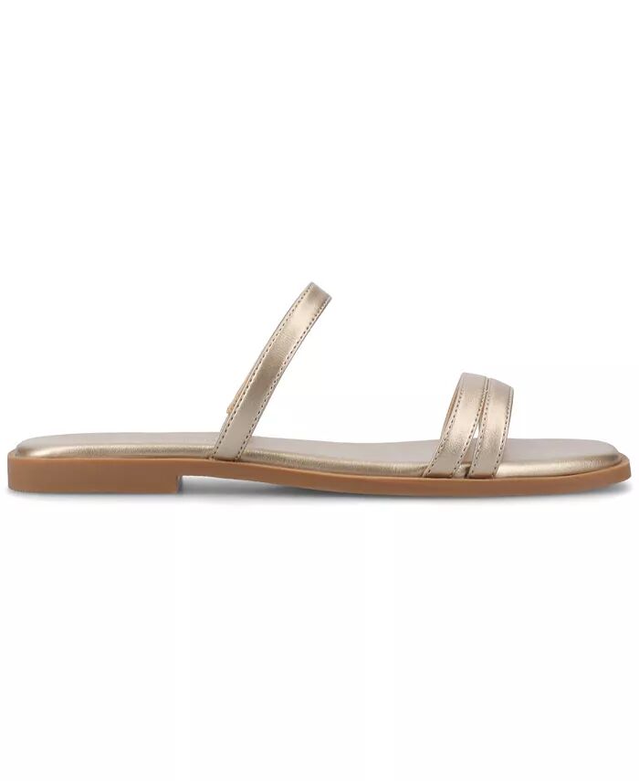 Женские сандалии Brisa Multi Strap Slip On Flat Journee Collection, коричневый/бежевый — фото 2