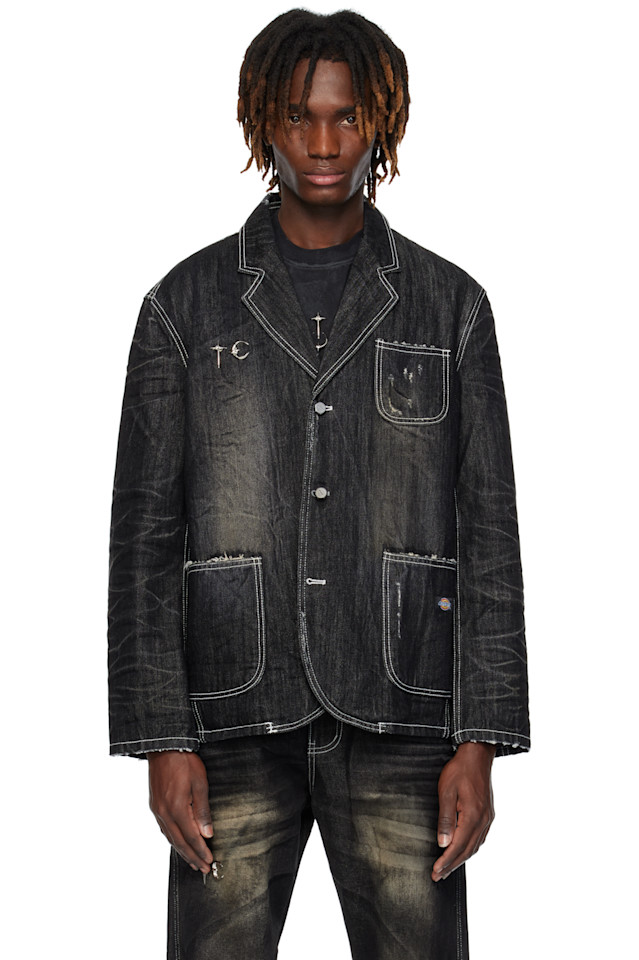 

Блейзер из выцветшего денима Dickies edition Thug Club, черный