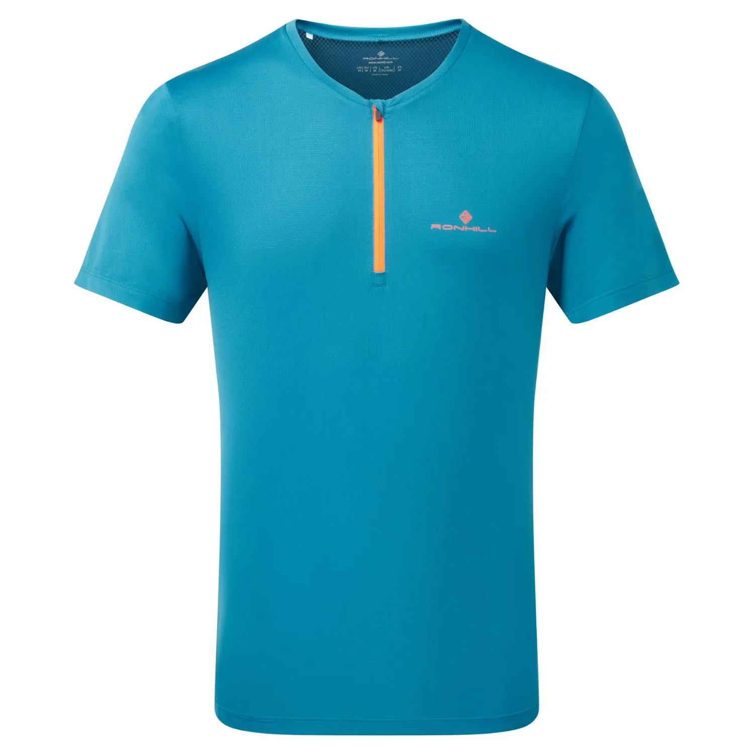 

Мужская футболка с полумолнией RONHILL, Petrol/Fluo Orange