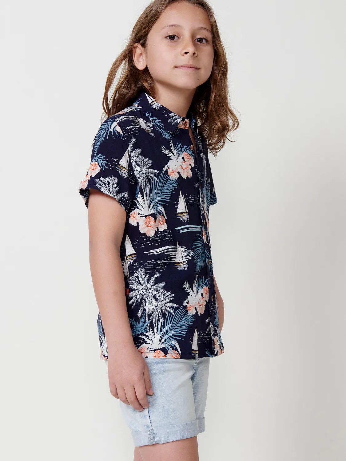 Рубашка на пуговицах стандартного кроя Koroshi, Navy/Light Blue — фото 4