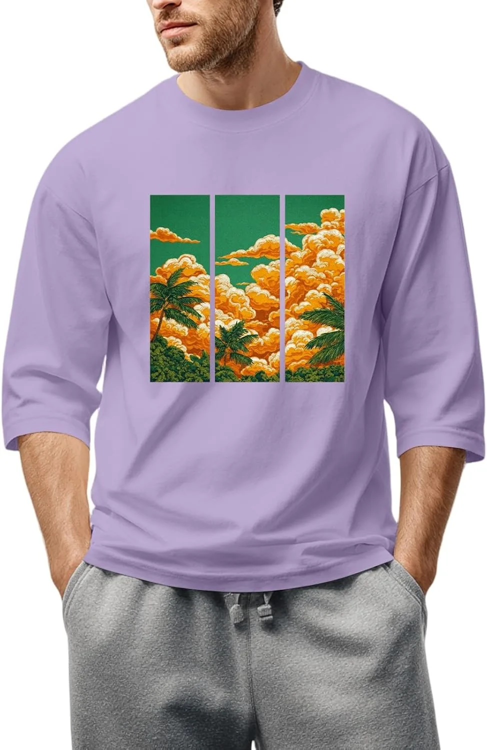 

WENKOMG1 мужская футболка с принтом, 3/4 рукава, S-3XL