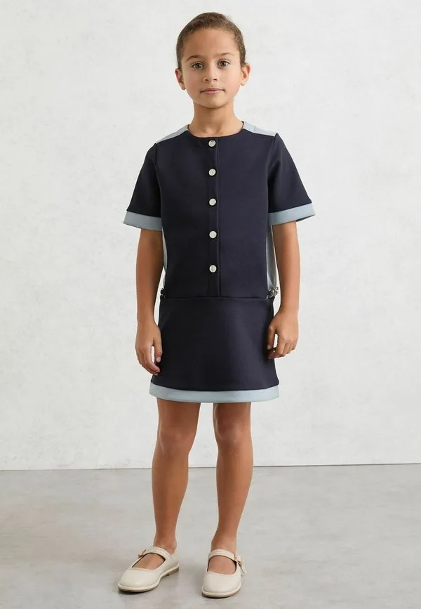 Платье из трикотажа levi interlock с цветными блоками и пуговицами Reiss, Navy