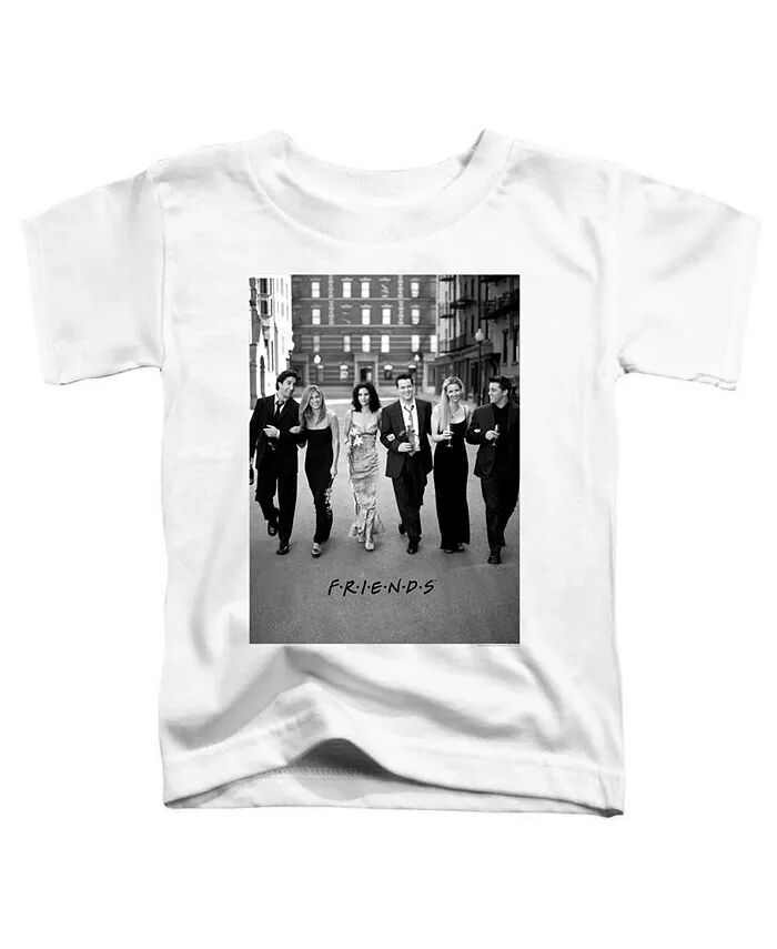 

Футболка с коротким рукавом для девочек-малышей Walk The Streets Friends, белый