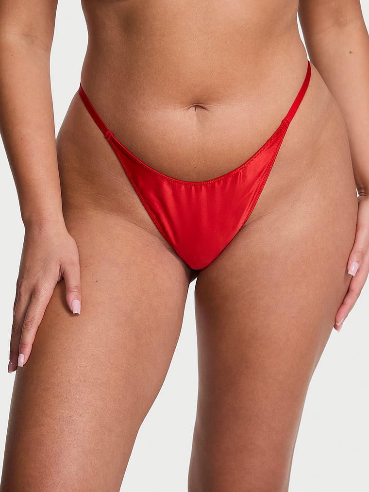 

Атласные трусики-бразильянки с открытой спиной и бантом Twinkle Dream Angels, bow bright vermillion